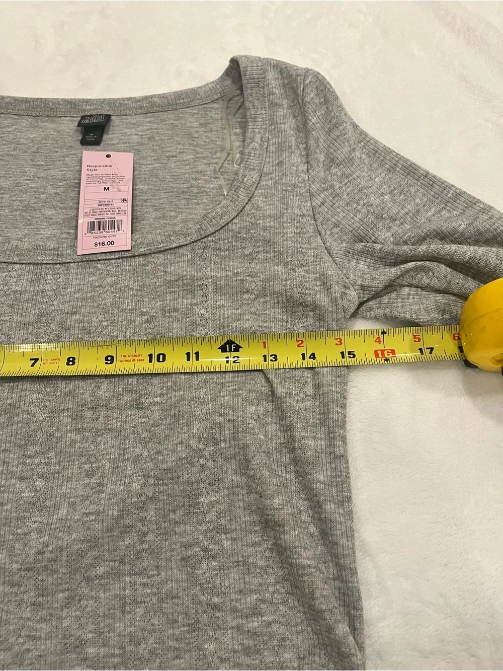 NWT Wild Fable Heather Gray Ribbed Long Sleeve Scoop Neck Crop Top - Size M